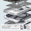 ACS06742 - iPhone 15 Pro Case Classic C1 (MagFit) in graphite classic C1 design deconsturction. 1. magnetic rind cover. 2. magnet ring. 3. extreme protection technology 4. PC case color coverage 5. PC built in color pattern. 6. TPU device pattern