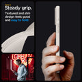ACS07217 - iPhone 15 Pro Case Liquid Air in Natural Titanium showing the steady grip. Textured and slim design feels good and easy to hold