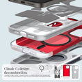 ACS06609 - iPhone 15 Pro Max Case Classic C1 (MagFit) in ruby classic C1 design deconsturction. 1. magnetic rind cover. 2. magnet ring. 3. extreme protection technology 4. PC case color coverage 5. PC built in color pattern. 6. TPU device pattern