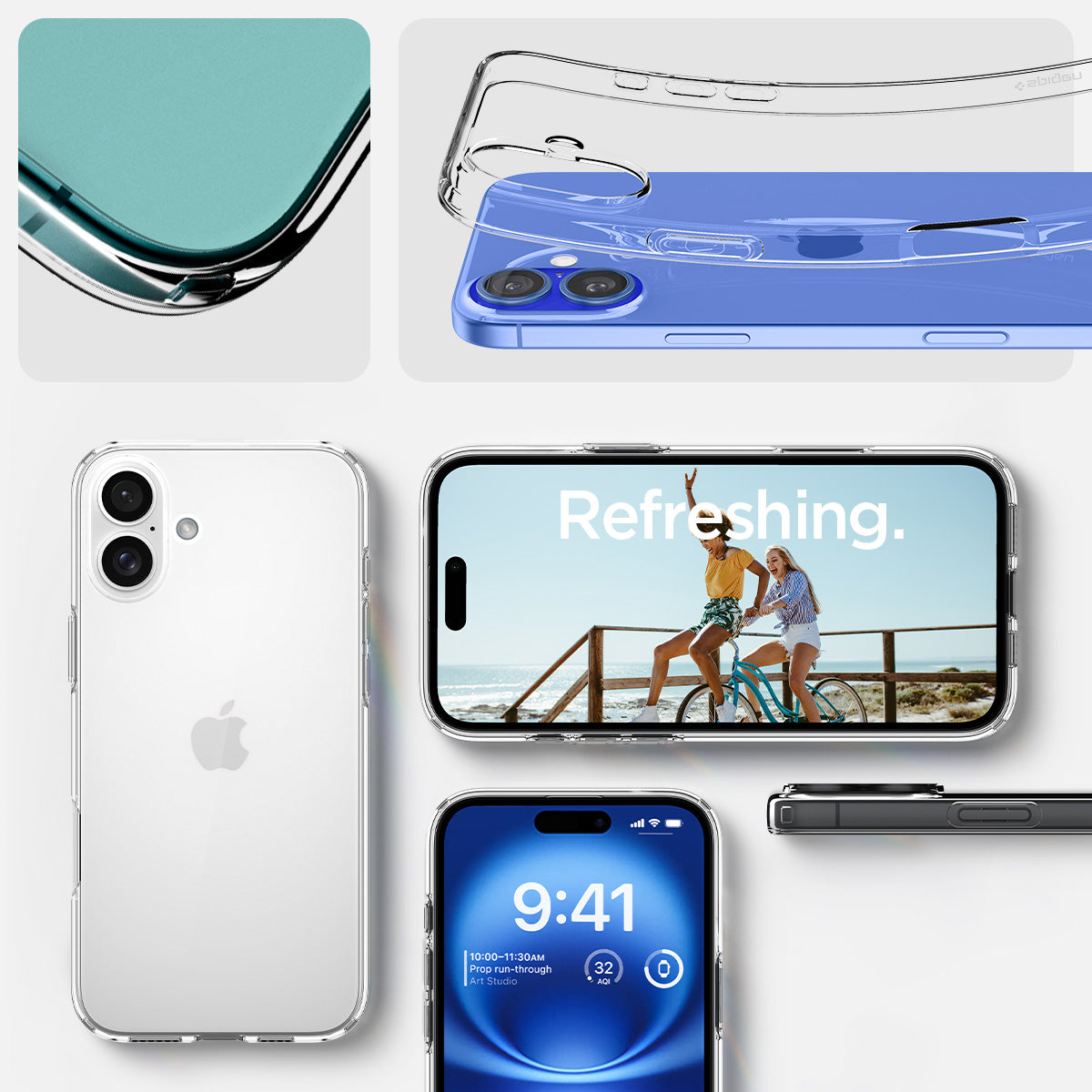 ACS08190 - iPhone 16 Case Liquid Crystal in Crystal Clear showing refreshing and details.