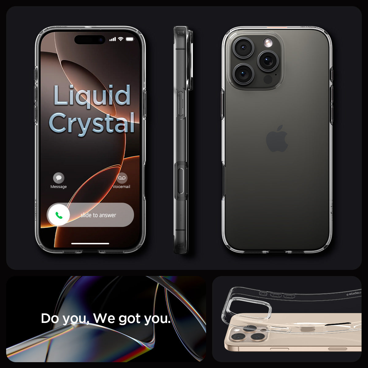 ACS08112 - iPhone 16 Pro Case Liquid Crystal in Crystal Clear liquid crystal. do you. we got you.