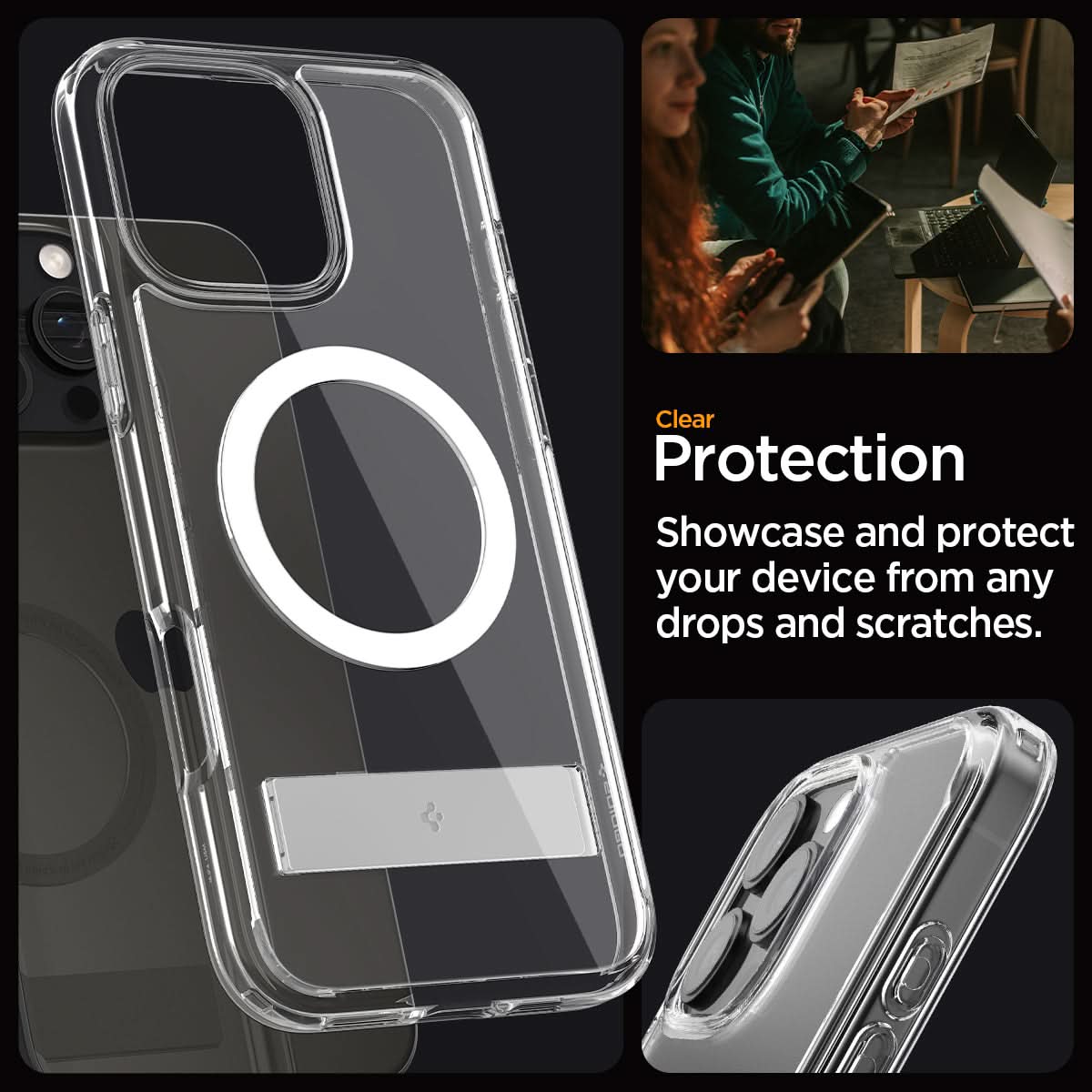 ACS08142 - iPhone 16 Pro Case Ultra Hybrid S (MagFit) in Crystal Clear clear protection. Showcase and protect your device from any drops and scratches.