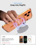 ACS11110 - iPhone 17 Pro Ultra Hybrid (MagFit) in Clear Orange showing magfit compatible. snap into magfit.
