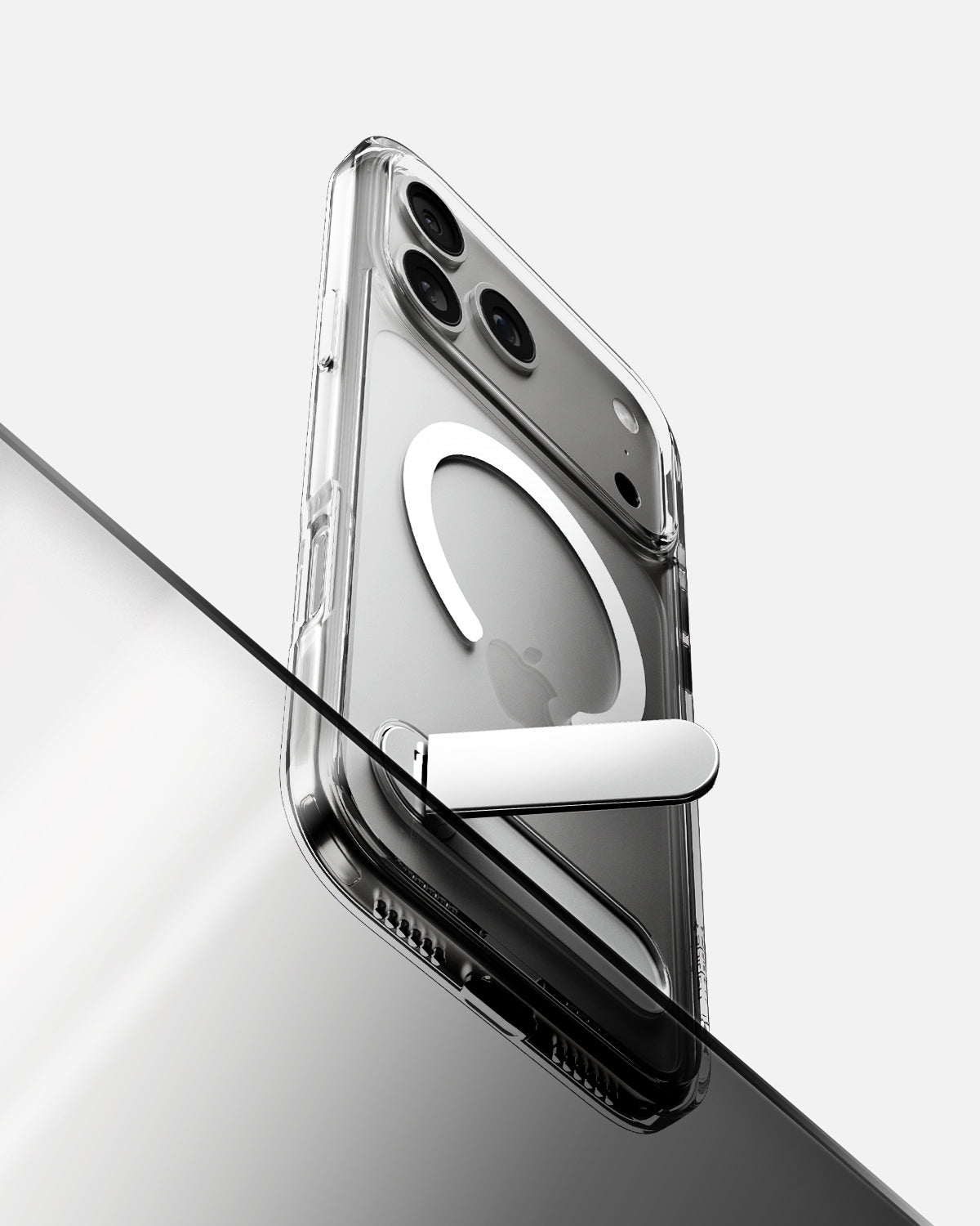 ACS09946 - iPhone 17 Pro Case Ultra Hybrid S (MagFit) showing the device with kickstand extending out