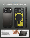ACS09898 - iPhone 17 Pro Max Case Tough Armor T AI (MagFit) in gunmetal showing rugged with extreme protection. Tough as it gets.