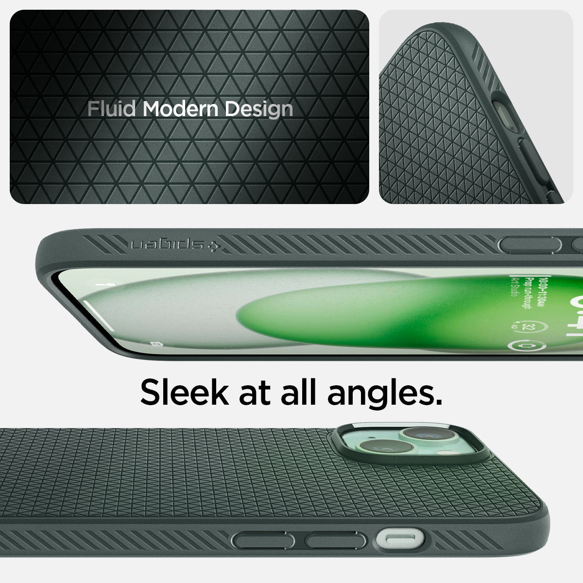 ACS06792 - iPhone 15 Case Liquid Air in abyss green  fluid modern design. Sleek at all angles