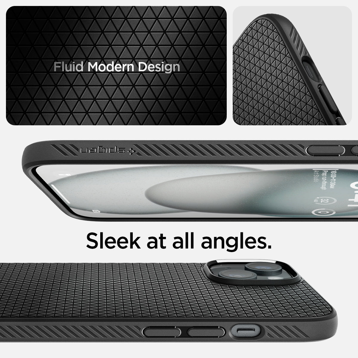 ACS06790 - iPhone 15 Case Liquid Air in black  fluid modern design. Sleek at all angles