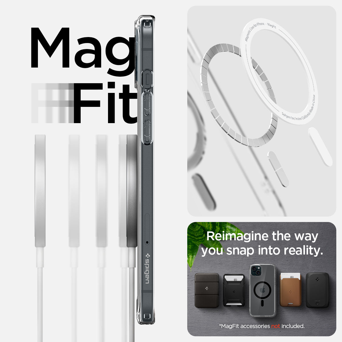 ACS06661 - iPhone 15 Plus Case Ultra Hybrid (MagFit) in black showing the Mag Fit