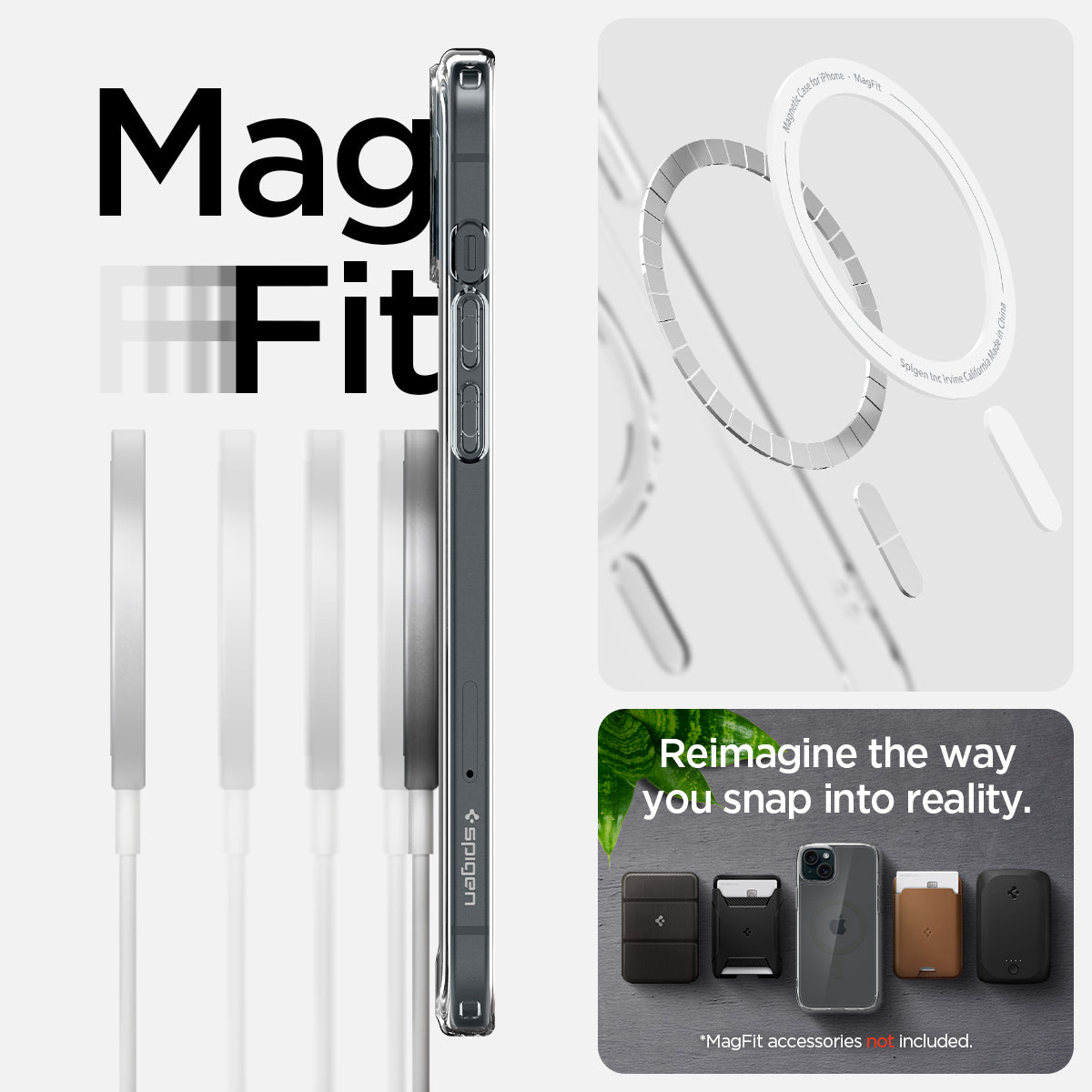 ACS06662 - iPhone 15 Plus Case Ultra Hybrid (MagFit) in graphite showing the mag fit