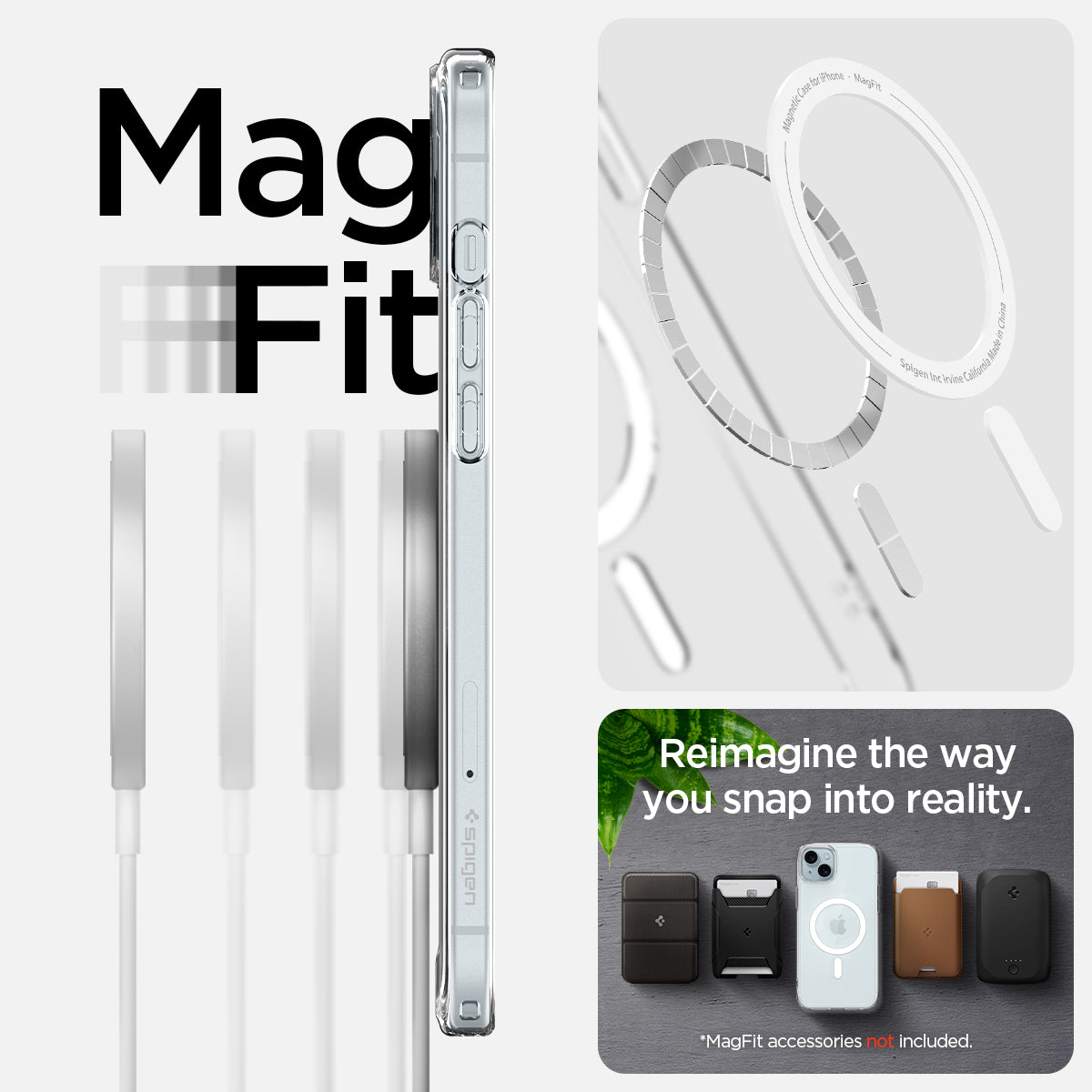 ACS06660 - iPhone 15 Plus Case Ultra Hybrid (MagFit) in white showing the Mag Fit