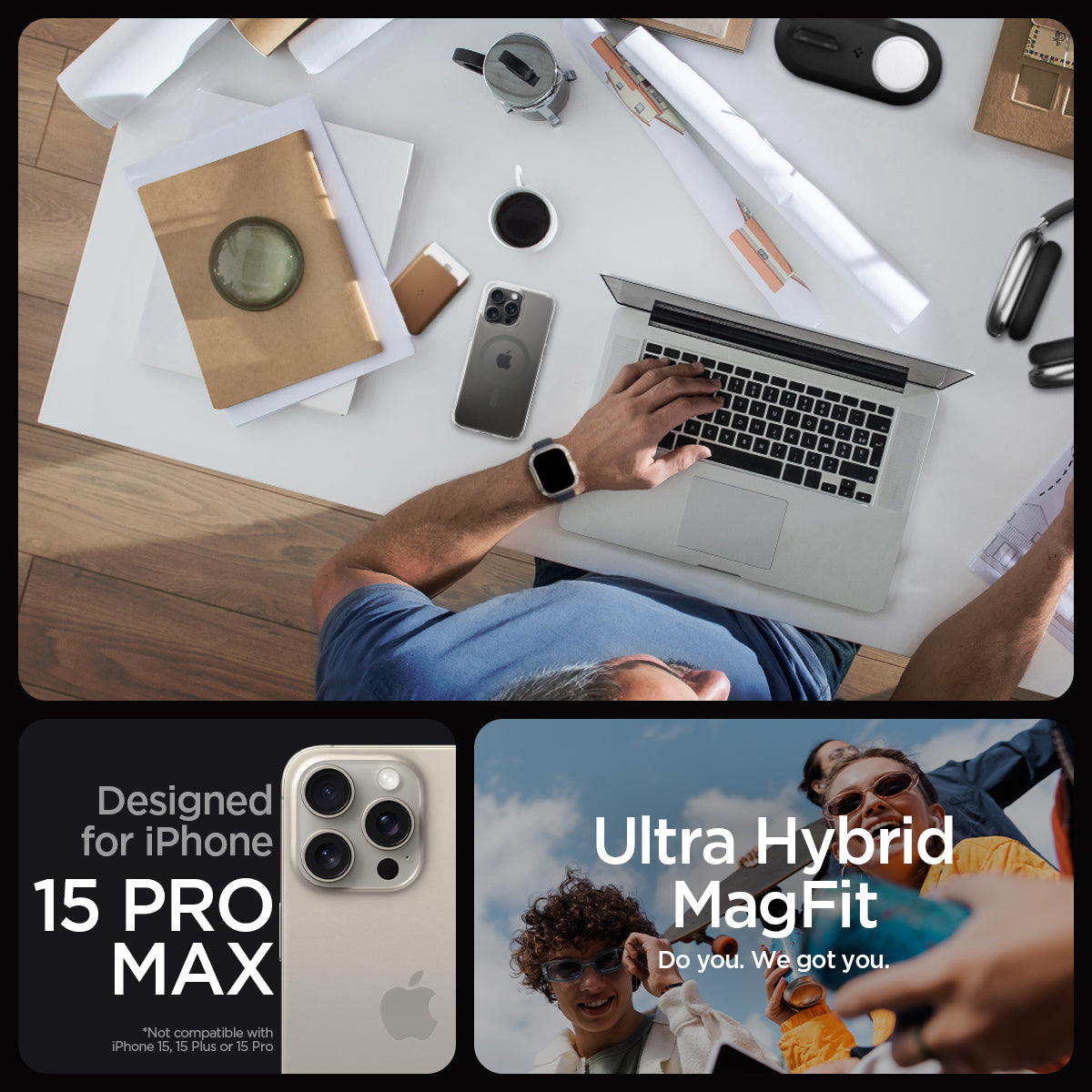 ACS06577 - iPhone 15 Pro Max Case Ultra Hybrid (MagFit) in graphite  designed for iPhone 15 pro max. ultra hybrid magfit. do you. we got you.