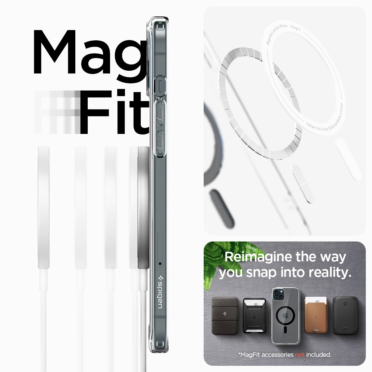 ACS06803 - iPhone 15 Case Ultra Hybrid (MagFit) in black showing the Mag Fit