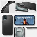 ACS06650 - iPhone 15 Plus Case Liquid Air in matte black showing the different angles