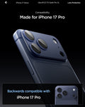 AGL10646 - iPhone 17 Pro Optik Pro XL EZ Fit Lens Protector in blue showing the compatibility only with iPhone 17 Pro