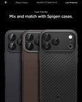 AGL10644 - iPhone 17 Pro Optik Pro XL EZ Fit Lens Protector in black showing the case friendly, mix and match with Spigen cases