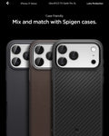 AGL10652 - iPhone 17 Pro Max Optik Pro XL EZ Fit Lens Protector in silver showing the case friendly, mix and match with Spigen cases