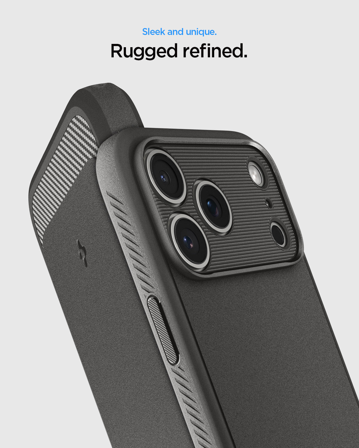 ACS09887 - iPhone 17 Pro Max Rugged Armor (MagFit) in Gray showing sleek and unique. Rugged refined.