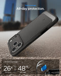 ACS09887 - iPhone 17 Pro Max Rugged Armor (MagFit) in Gray showing total coverage. all day protection