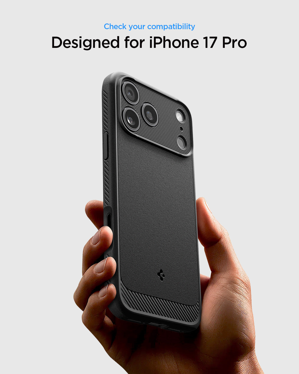 ACS09940 - iPhone 17 Pro Rugged Armor (MagFit) in Matte Black showing check your compatibility