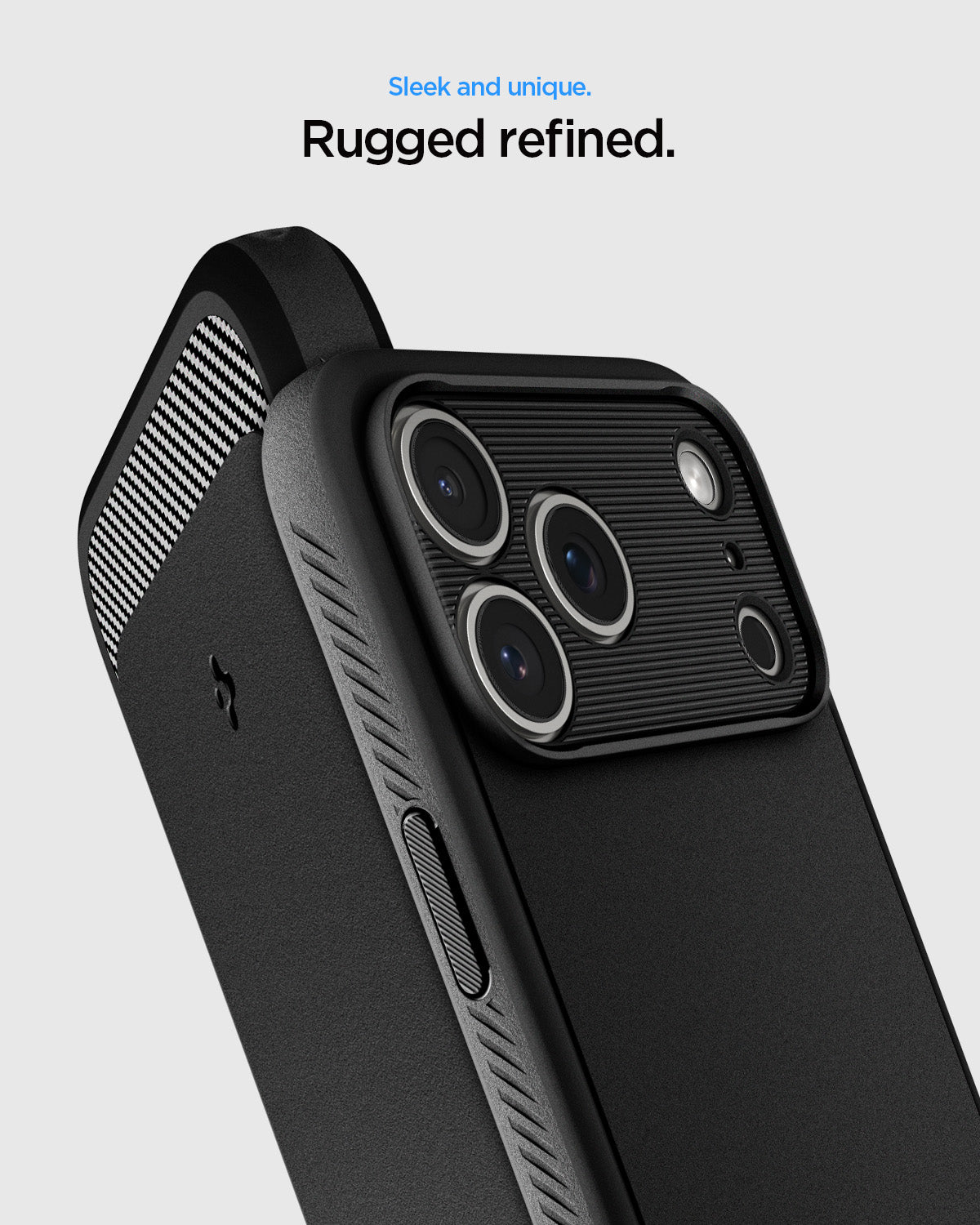 ACS09940 - iPhone 17 Pro Rugged Armor (MagFit) in Matte Black showing sleek and unique. Rugged refined.