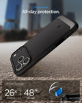 ACS09940 - iPhone 17 Pro Rugged Armor (MagFit) in Matte Black showing total coverage. all day protection