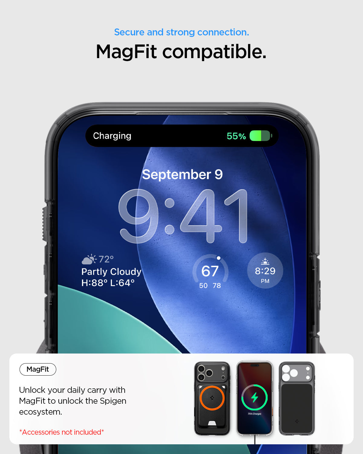 ACS10078 - iPhone 17 Pro Ultra Hybrid T (MagFit) in Matte Black showing secure and strong connection. Magfit compatible. unlock your daily carry with magfit to unlock the spigen ecosystem