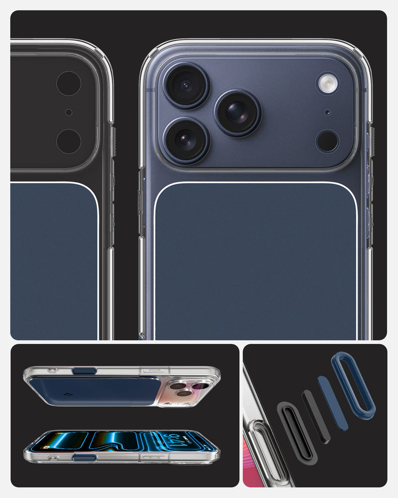 ACS10470 - iPhone 17 Pro Ultra Hybrid T (MagFit) in Matte Blue showing detail of the back