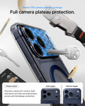 ACS10954 - iPhone 17 Pro Ultra Hybrid (MagFit) in Clear Deep Blue showing precise TPU camera plateau coverage. full camera plateau protection.