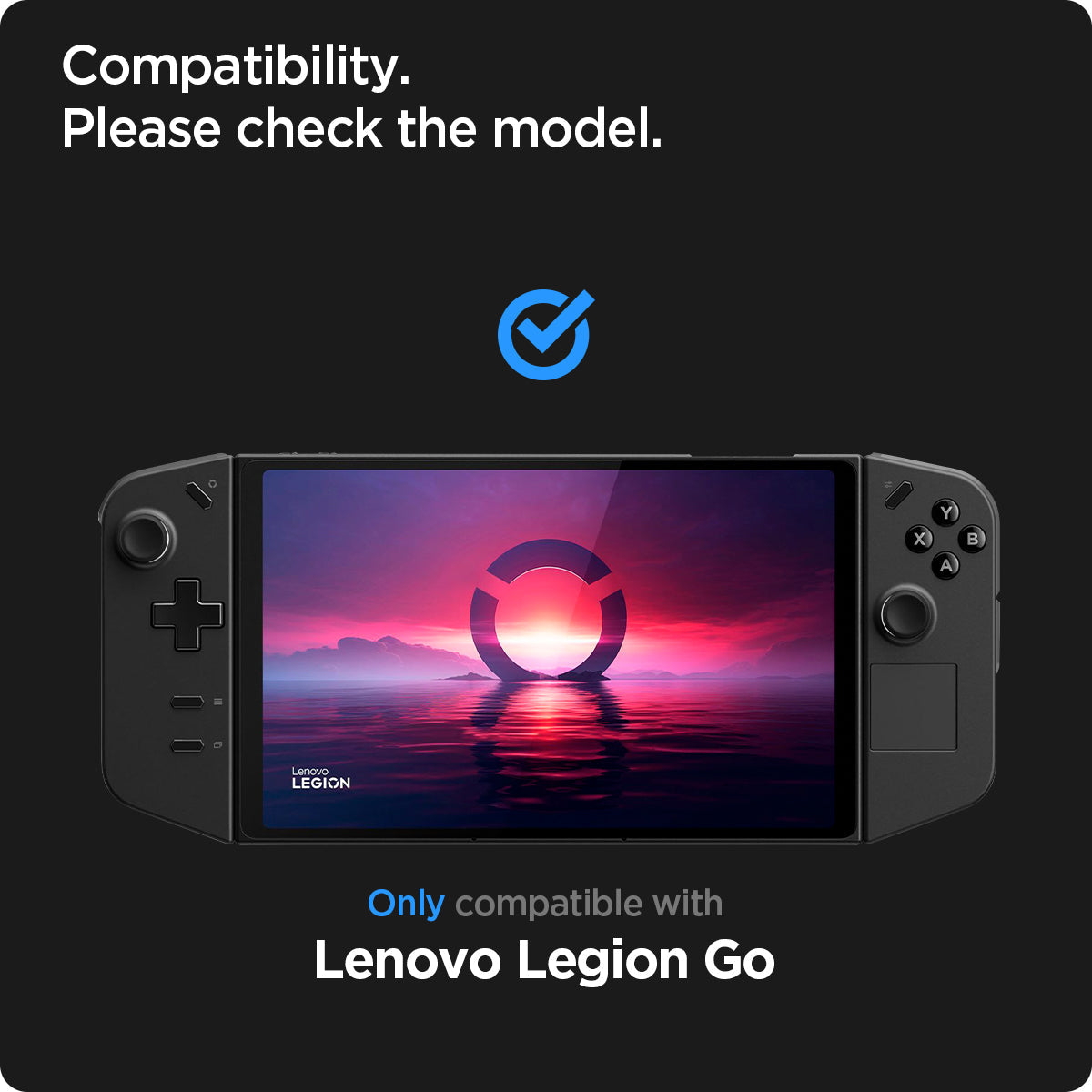 AGL07615 - Lenovo Legion Go GLAS.tR EZ Fit in Clear showing the compatibility, only compatible with lenovo legion go