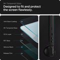 AGL07615 - Lenovo Legion Go GLAS.tR EZ Fit in Clear showing the 9H tempered glass, design to fit and protect the screen flawlessly, anti-coating, 9H temp glass, OCA layer, PET base, silicone resin and release film