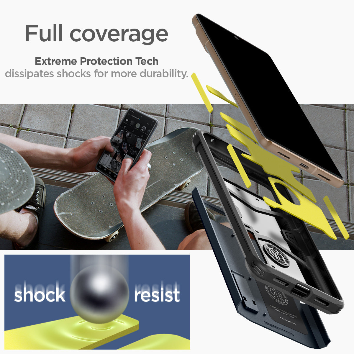ACS04729 - Pixel 7 Pro Case Tough Armor in metal slate Full coverage extreme protection tech dissipates shocks for more durability. Shock resist.