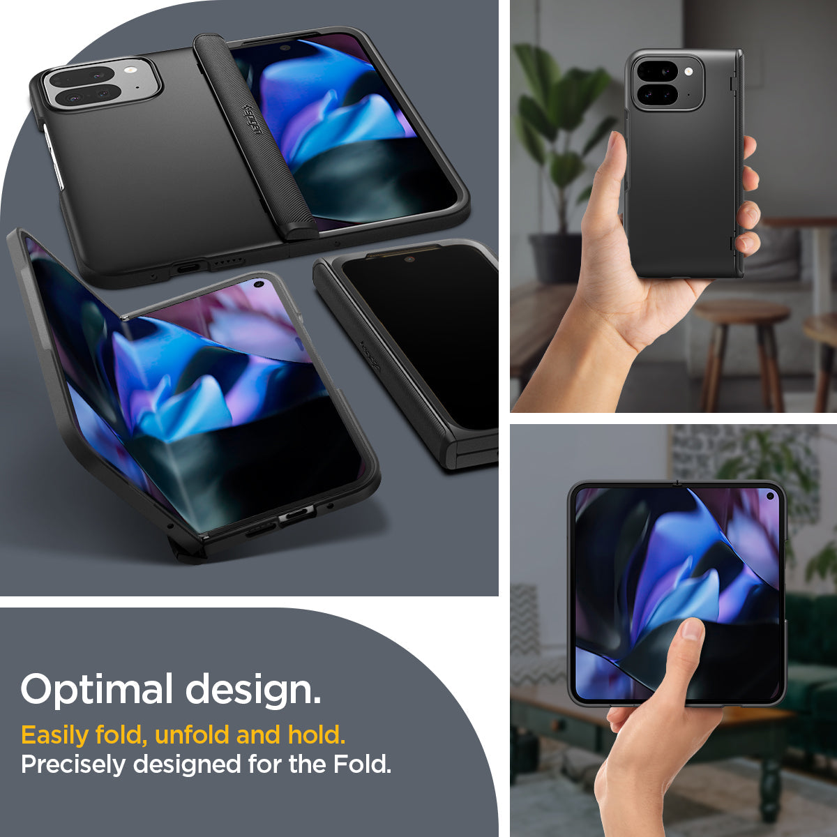 ACS07587 - Pixel 9 Pro Fold Case Slim Armor Pro in Black optimal design. Easily fold, unfold and hold. precisely designed for the fold.