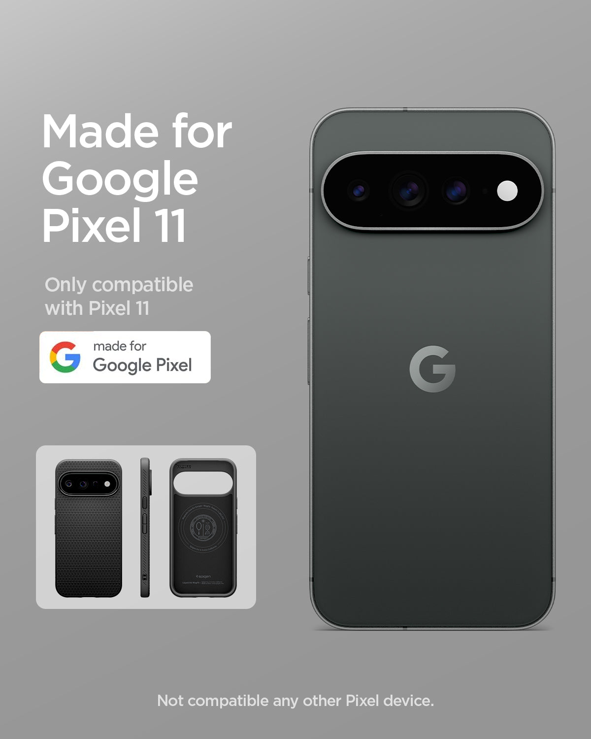 ACS11439 - Pixel 11 Liquid Air (Mag Fit) Matte Black made for Google Pixel certified case 
