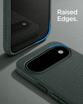 ACS11853 - Pixel 11 Liquid Air (Mag Fit) Abyss Green close up highlighting the raised edges around the display and camera.