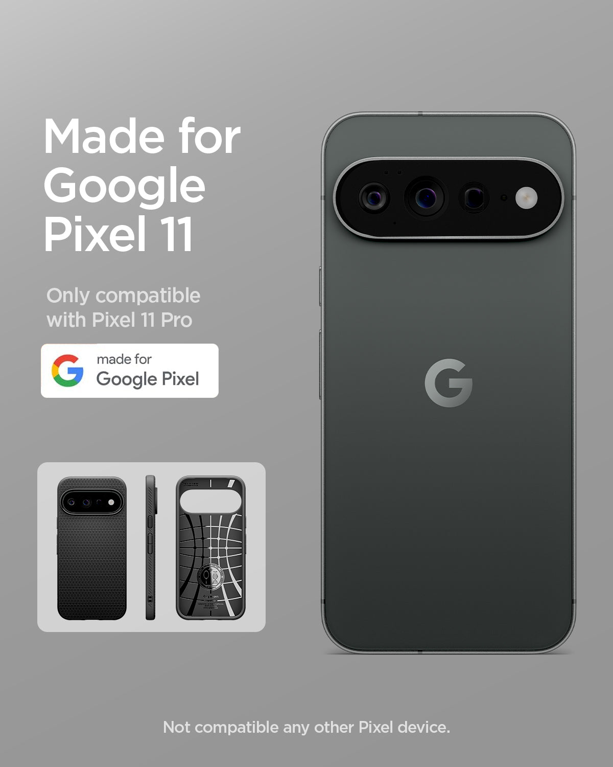ACS11428 - Pixel 11 Pro  Liquid Air Matte Black made for Google Pixel certified case 
