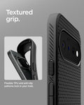 ACS11438 - Pixel 11 Liquid Air Matte Black close up showing the textured grip pattern and flexible TPU construction.