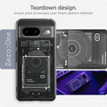 ACS06279 - Pixel 8 Case Ultra Hybrid Zero One showing the unique print showcase your Pixel's distinct internals.  teardown design.