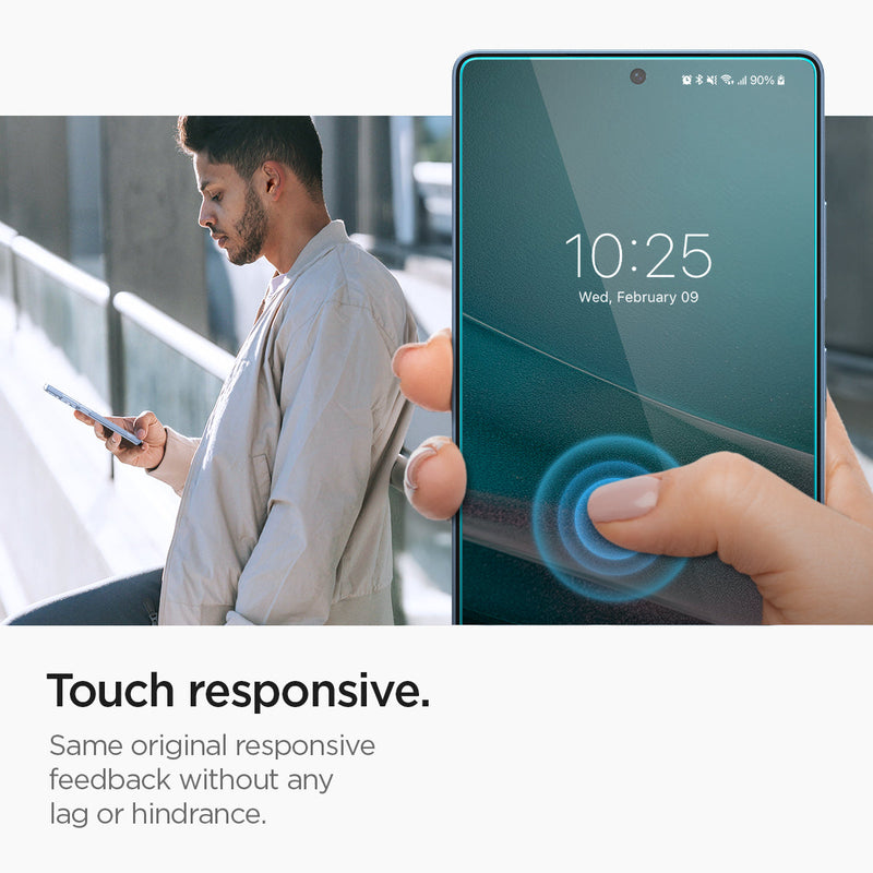 AGL09078 - Galaxy S25 Ultra GLAS.tR EZ Fit in Clear showing the touch responsive, same original responsive feedback without any lag or hindrance