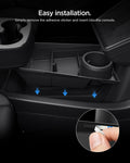 ACP11169 - Tesla Series - Center Console Organizer Lower Tray | TO220LYS in Black showing easy installation