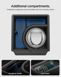 ACP10951 - Tesla Series - Sliding Console Organizer with Bottle Holder | TO220SC showing additional compartments. integrated sunglasses and card holder slots for everyday needs