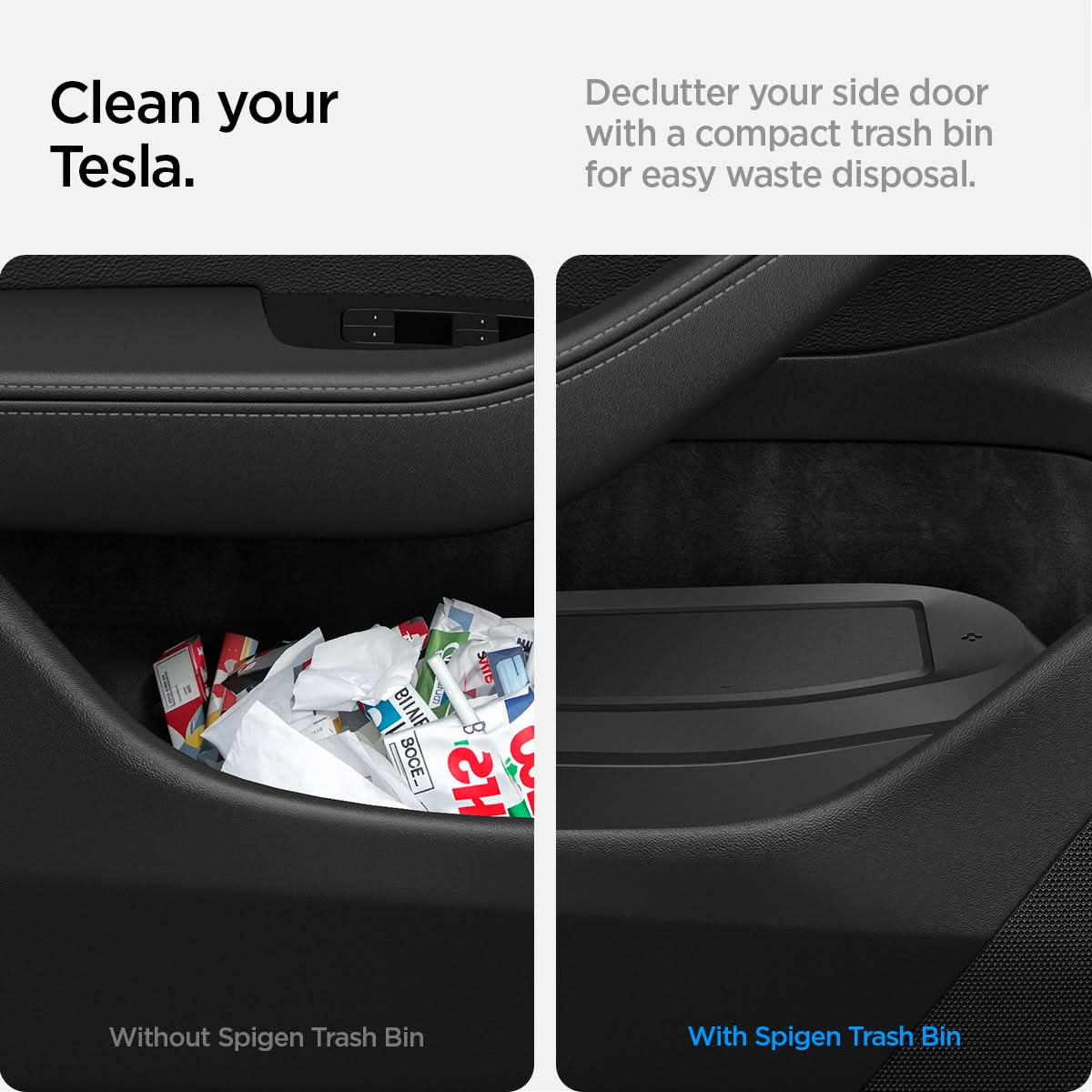 ACP09184 - Tesla Series Car Trash Bin TO282 H clean your tesla. declutter your side door with a compact trash bin for easy waste disposal.