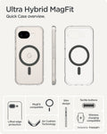 ACS11277 - Pixel 10a Ultra Hybrid Metal Ring (Mag Fit) in Clear Graphite showing ultra hybrid magfit. quick case overview