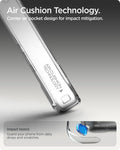 ACS11277 - Pixel 10a Ultra Hybrid Metal Ring (Mag Fit) in Clear Graphite showing air cushion technology. corner air pocket design for impact mitigation