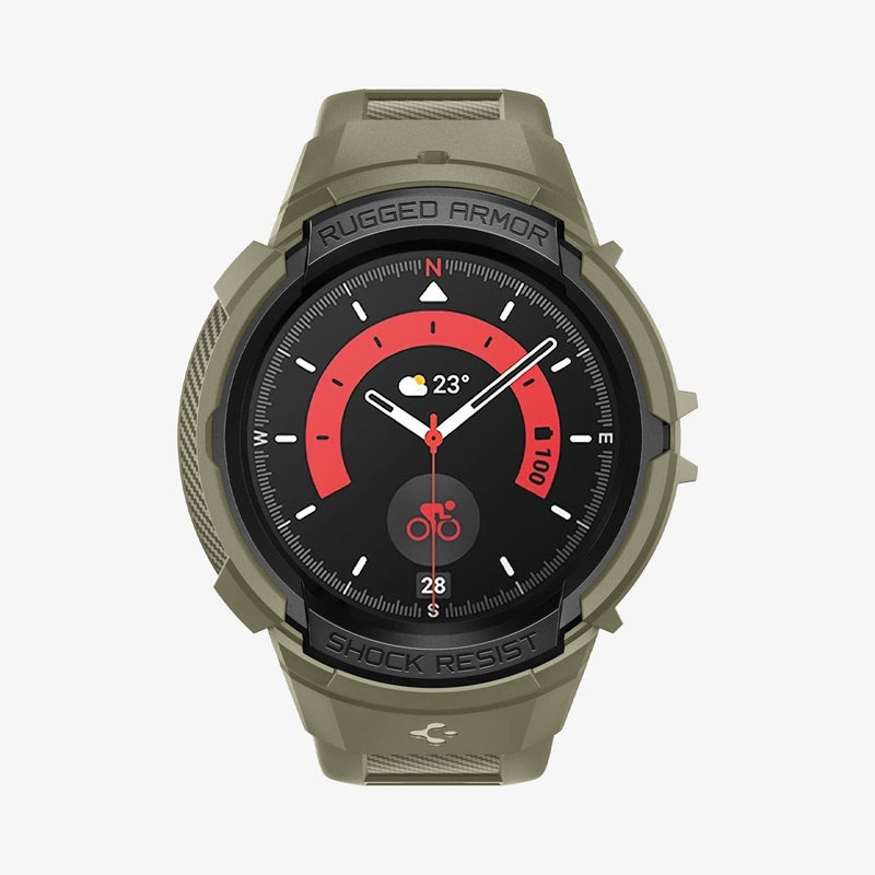 ACS05913 - Galaxy Watch 5 Pro (45mm) Case Rugged Armor Pro in vintage khaki showing the front