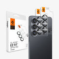 AGL11094 - Galaxy S26 Optik EZ Fit Lens Pro Protector showing the 2 lens protector hovering in front of the device with the packaging behind it