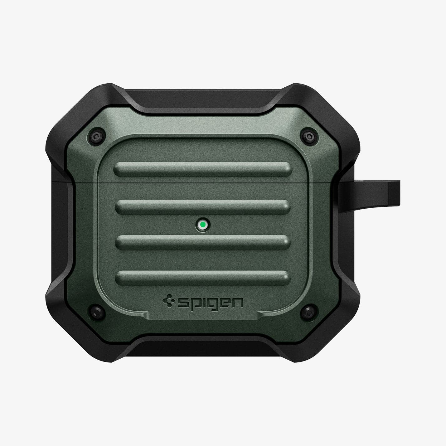 ASD01988 - Apple AirPods 3 Case Tough Armor in military green showing the front