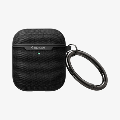 074CS27030 - Apple AirPods 1 / 2 Case Urban Fit in black showing the front and carabiner