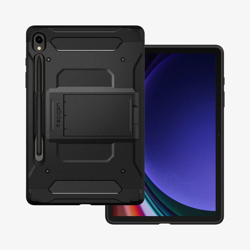 ACS06837 - Galaxy Tab S9 Case Tough Armor Pro in black showing the back and front