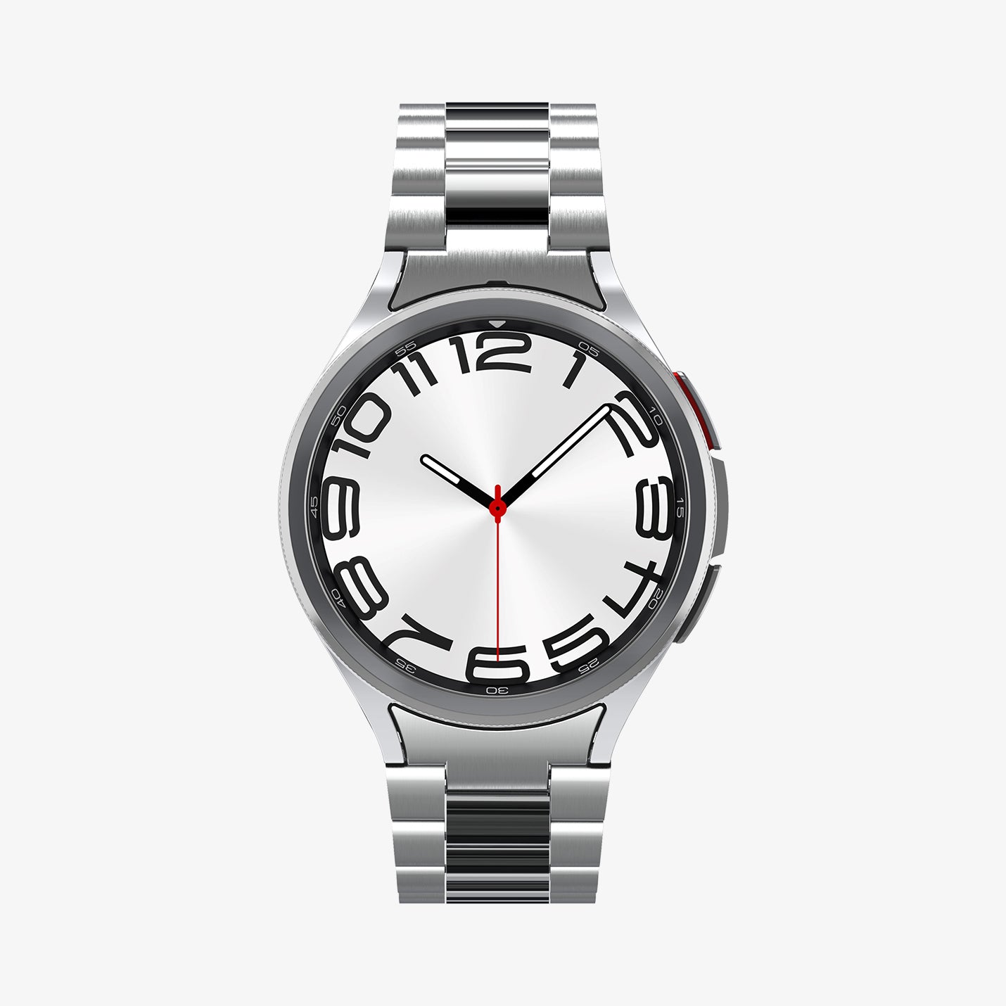 AMP06489 - Watch 6 Classic (47mm) Modern Fit 316L Band in Silver showing the front and partial sides