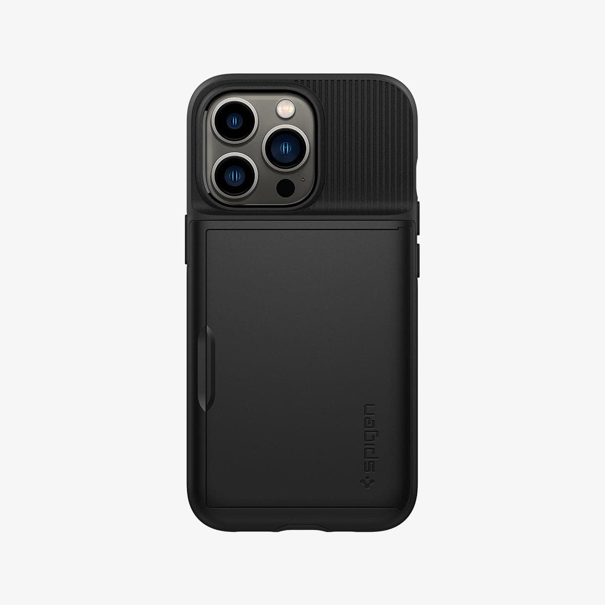 ACS03274 - iPhone 13 Pro Case Slim Armor CS in black showing the back with card slot closed